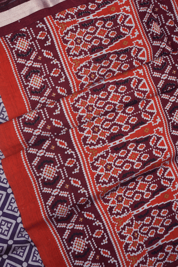 Allover Diamond Design Regal Purple Chanderi Cotton Saree