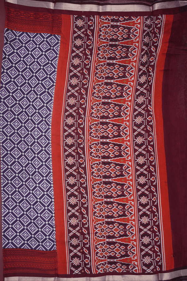 Allover Diamond Design Regal Purple Chanderi Cotton Saree