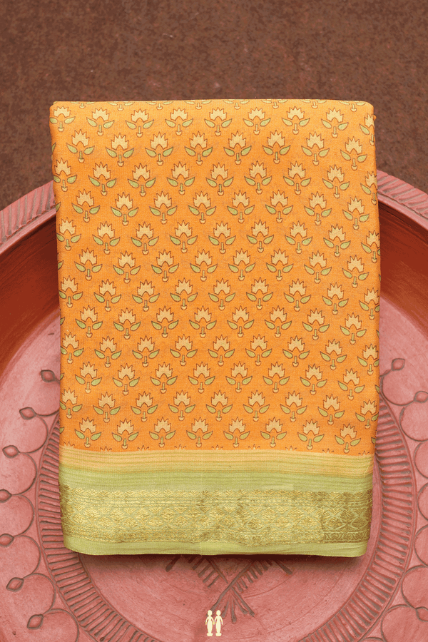 Allover Floral Buttas Light Orange Crepe Saree
