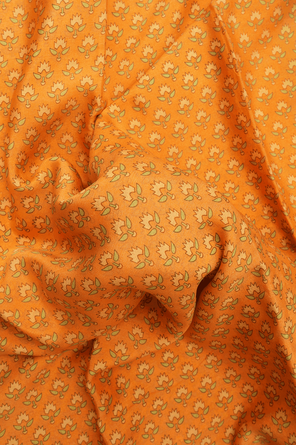 Allover Floral Buttas Light Orange Crepe Saree