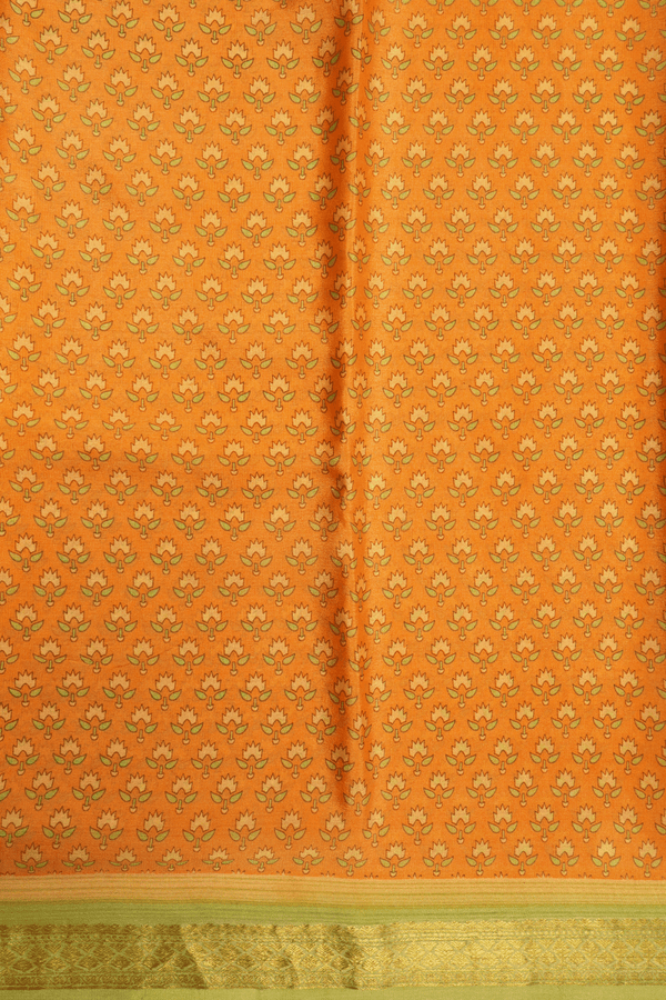 Allover Floral Buttas Light Orange Crepe Saree