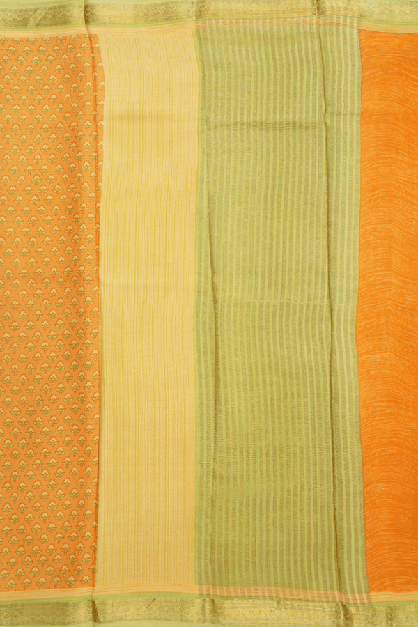 Allover Floral Buttas Light Orange Crepe Saree