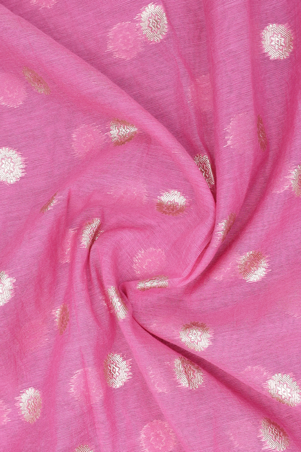 Allover Floral Buttas Lotus Pink Semi Banarasi Silk Dupatta