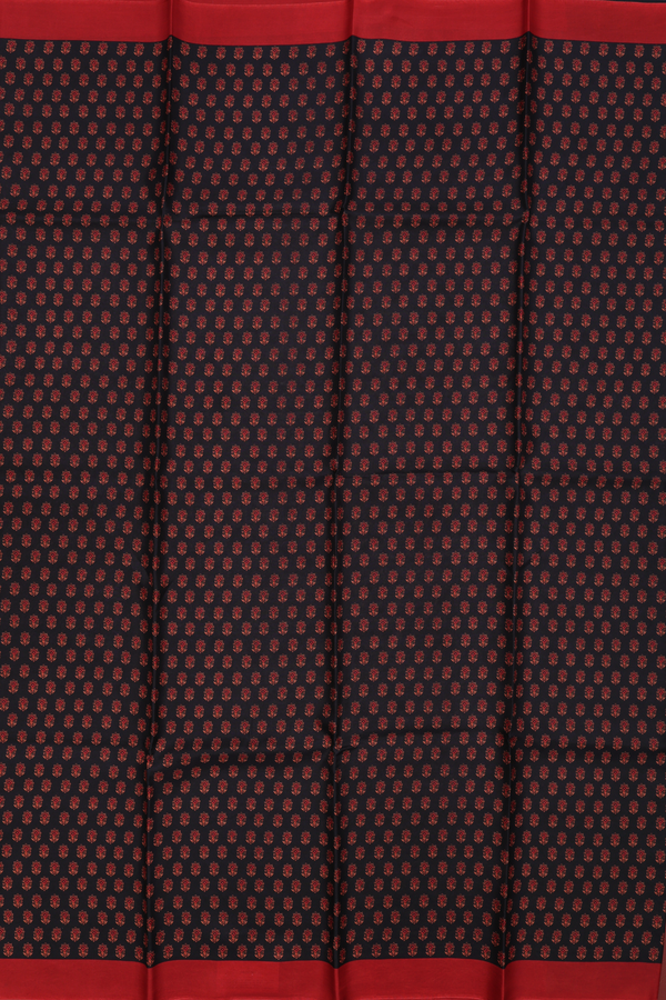 Allover Floral Design Black Printed Silk Saree