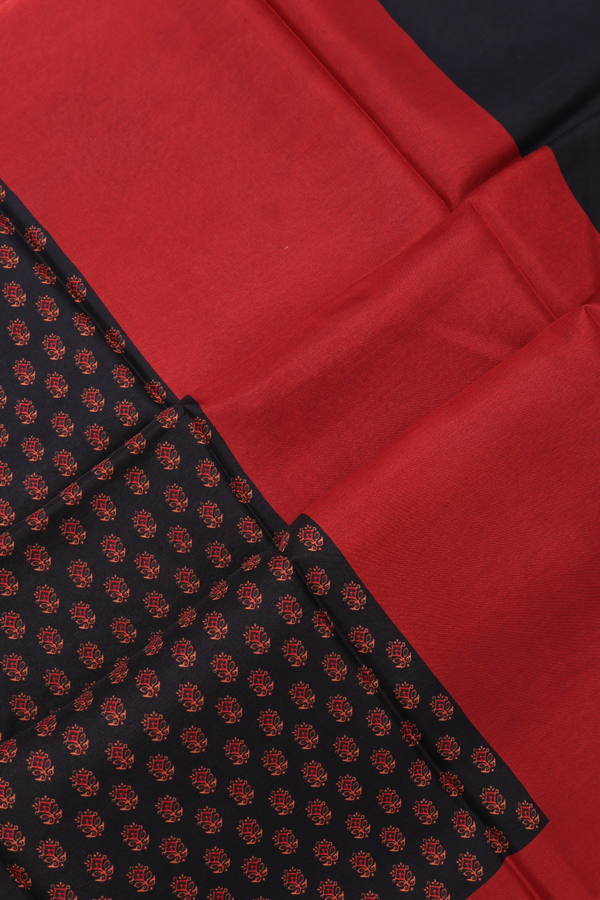 Allover Floral Design Black Printed Silk Saree