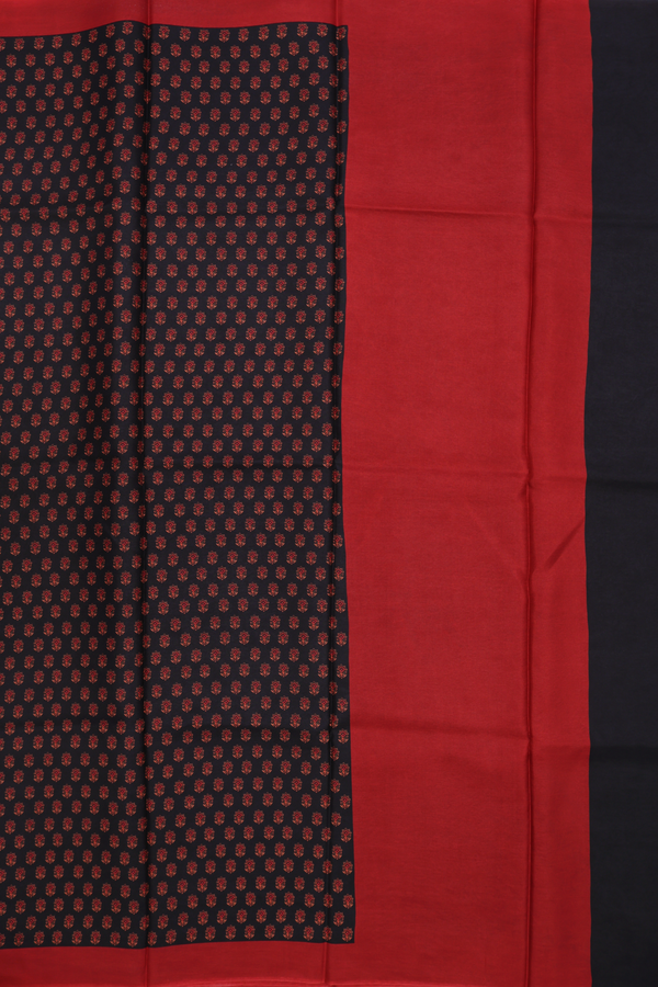 Allover Floral Design Black Printed Silk Saree