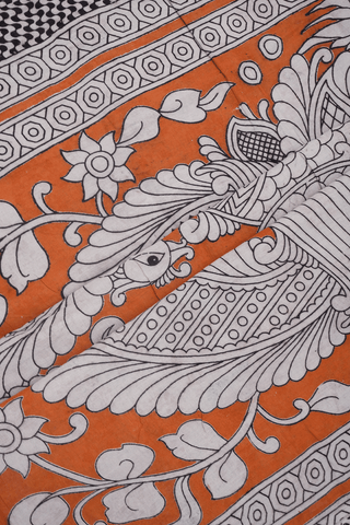 Allover Floral Design Dark Sea Green Kalamkari Cotton Saree