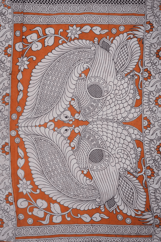 Allover Floral Design Dark Sea Green Kalamkari Cotton Saree