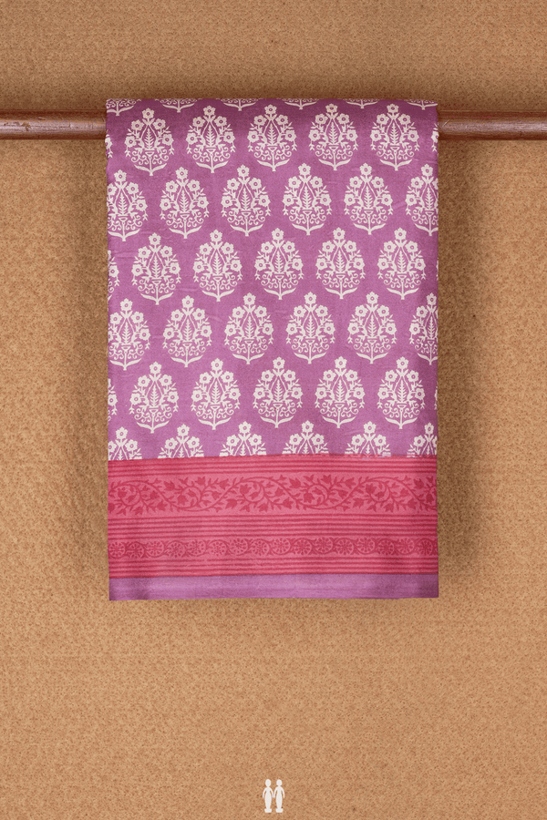 Allover Floral Design Mulberry Printed Silk Saree