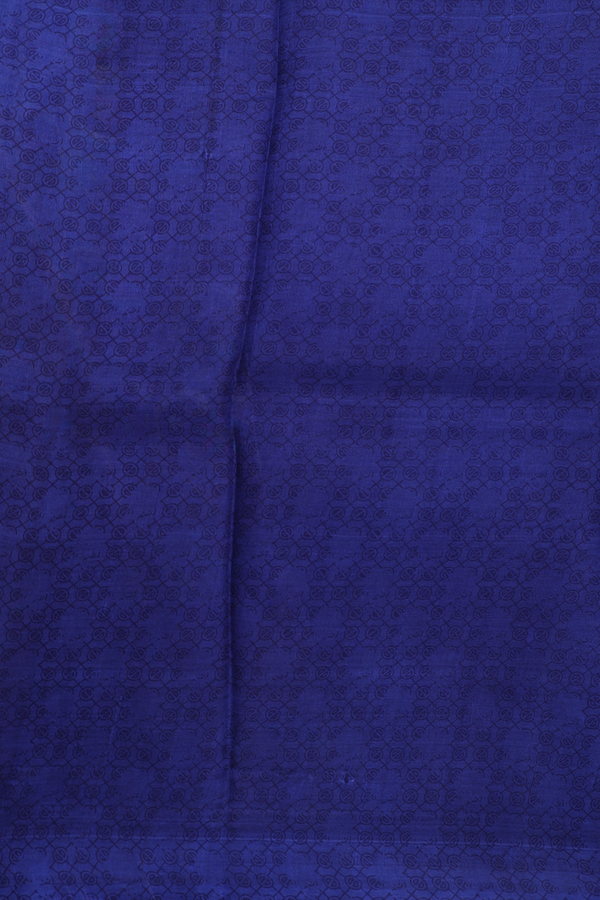 Allover Floral Design Navy Blue Printed Silk Saree