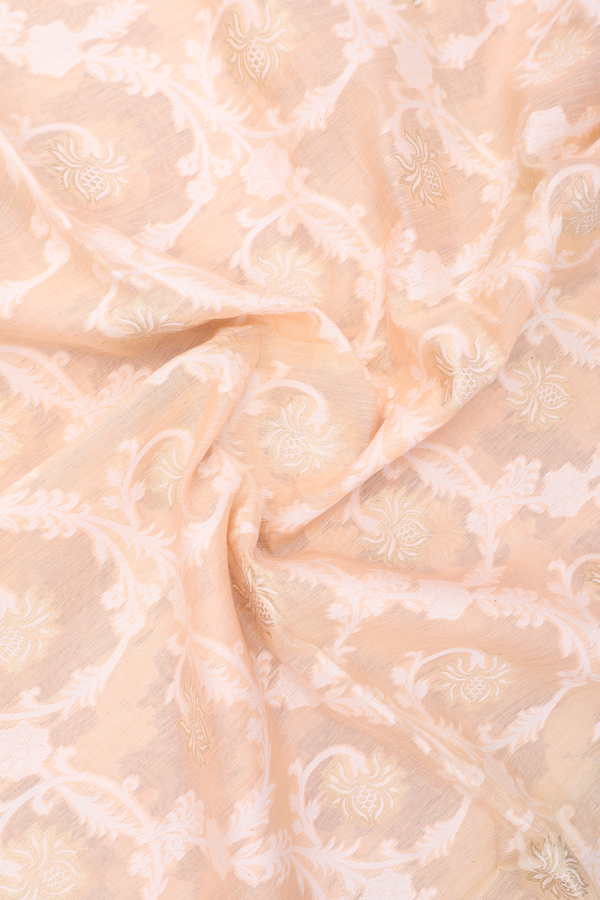 Allover Floral Design Pastel Orange Cotton Dupatta