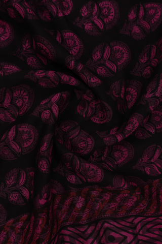 Allover Floral Design Purple And Black Ajrakh Cotton Dupatta