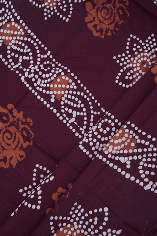 Allover Floral Design Sand Brown Sungudi Cotton Saree