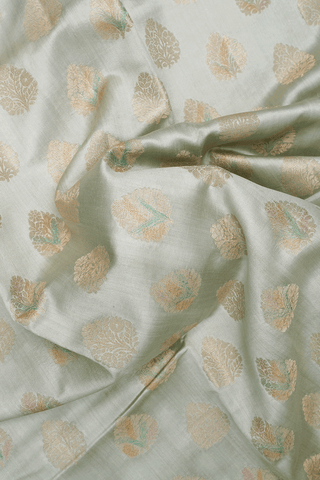 Allover Floral Motifs Green Beige Tussar Silk Saree