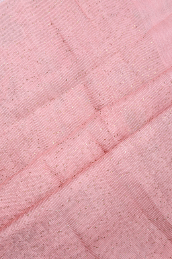 Allover Floral Printed Baby Pink Organza Silk Saree
