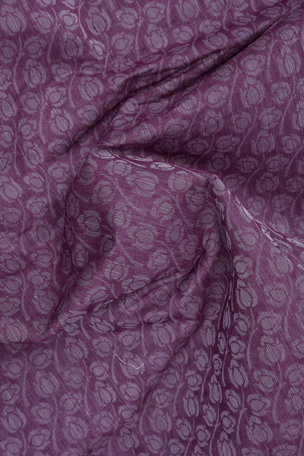 Allover Floral Printed Berry Purple Bengal Cotton Saree
