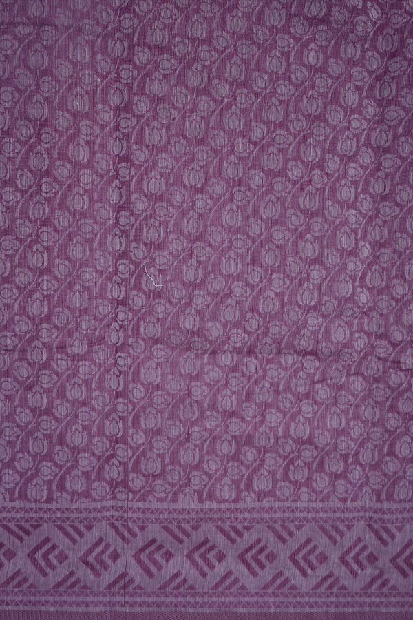 Allover Floral Printed Berry Purple Bengal Cotton Saree