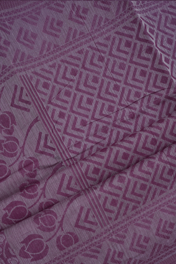 Allover Floral Printed Berry Purple Bengal Cotton Saree