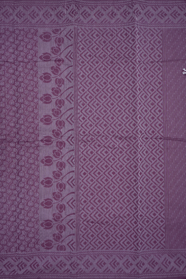Allover Floral Printed Berry Purple Bengal Cotton Saree
