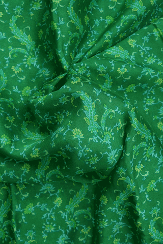 Allover Floral Printed Design Bold Green Crepe Saree