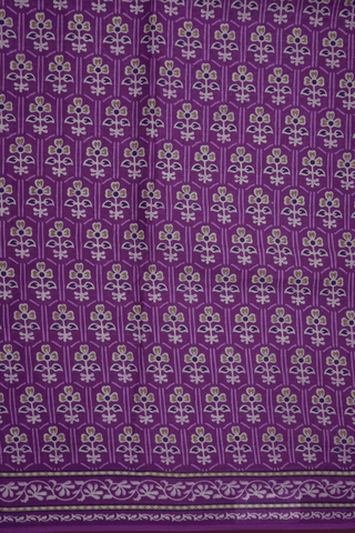 Allover Floral Printed Design Purple Ahmedabad Cotton Saree