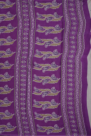 Allover Floral Printed Design Purple Ahmedabad Cotton Saree