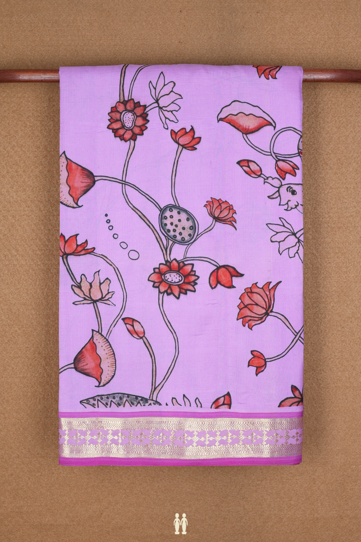 Allover Floral Printed Light Purple Kanchipuram Silk Saree