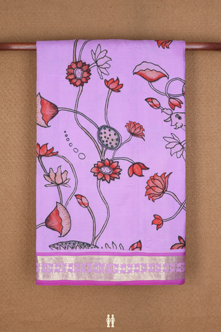 Allover Floral Printed Light Purple Kanchipuram Silk Saree