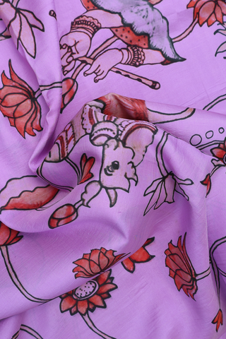 Allover Floral Printed Light Purple Kanchipuram Silk Saree