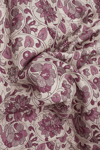 Allover Floral Printed Off White Semi Tussar Silk Saree