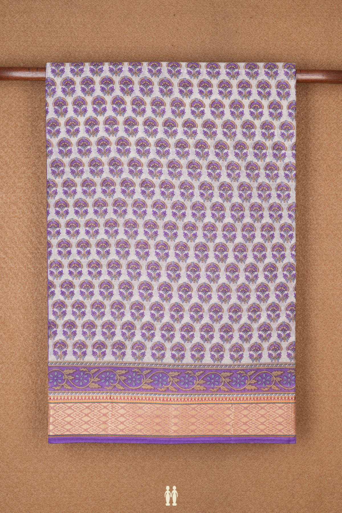 Allover Floral Printed Pastel Purple Ahmedabad Cotton Saree