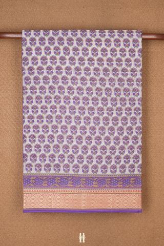 Allover Floral Printed Pastel Purple Ahmedabad Cotton Saree