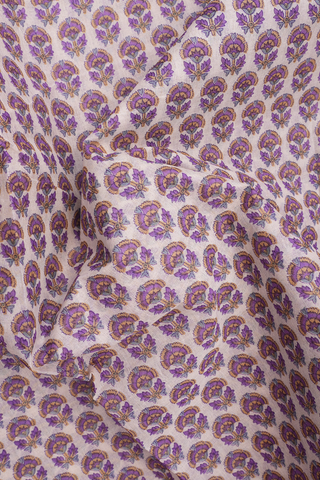 Allover Floral Printed Pastel Purple Ahmedabad Cotton Saree