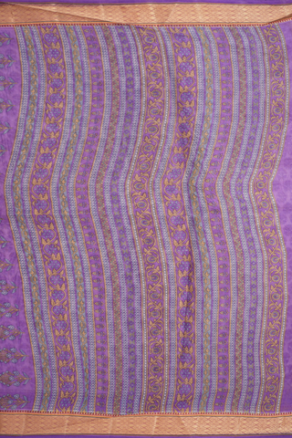 Allover Floral Printed Pastel Purple Ahmedabad Cotton Saree