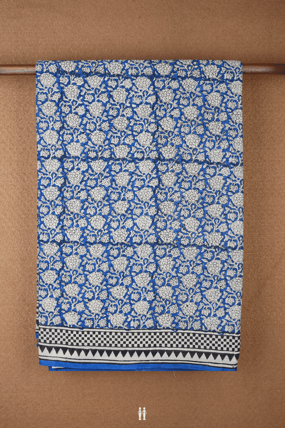 Allover Floral Printed Royal Blue Jaipur Cotton Saree
