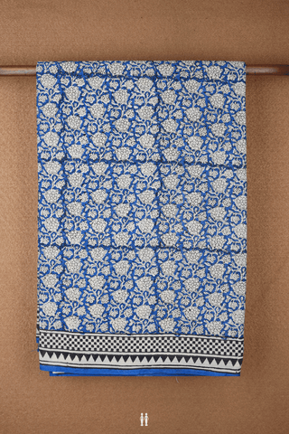 Allover Floral Printed Royal Blue Jaipur Cotton Saree