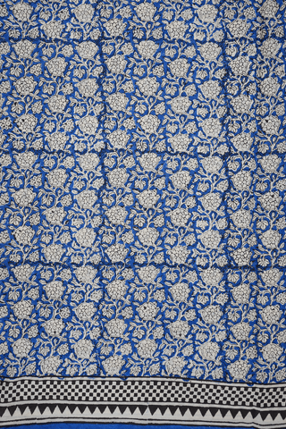 Allover Floral Printed Royal Blue Jaipur Cotton Saree