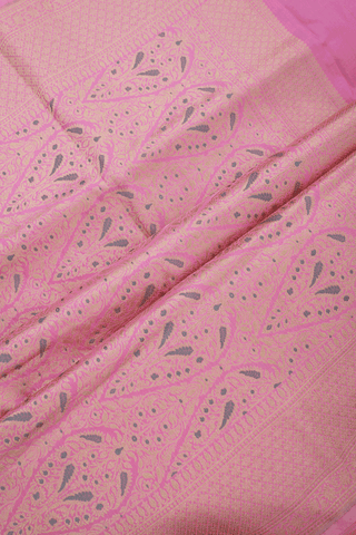 Allover Floral Zari Buttis Orchid Pink Banarasi Silk Saree
