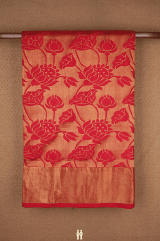 Allover Floral Zari Design Scarlet Red Uppada Silk Saree