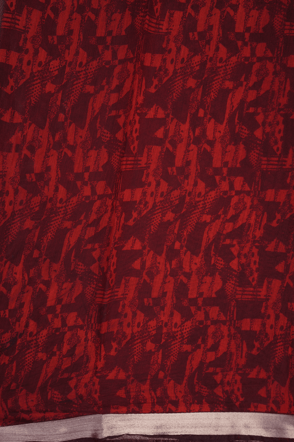 Allover Geometric Design Rust Red Chanderi Cotton Saree