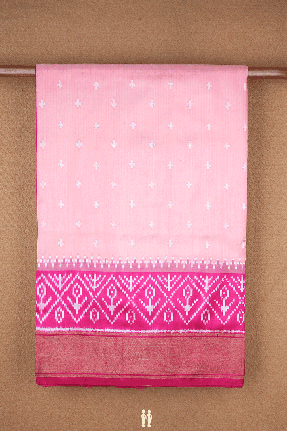 Allover Ikat Buttas Light Pink Pochampally Silk Saree