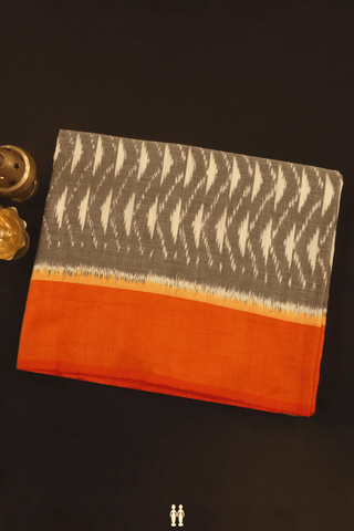 Allover Ikat Design Steel Grey Pochampally Cotton Saree