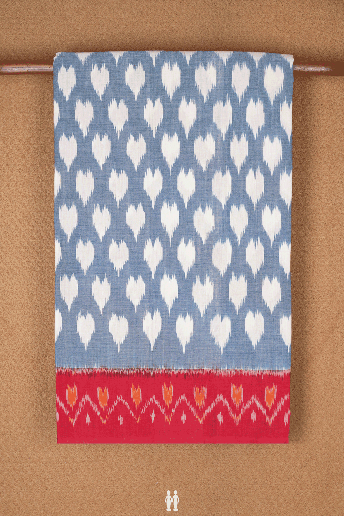 Allover Ikat Motifs Stone Blue Pochampally Cotton Saree