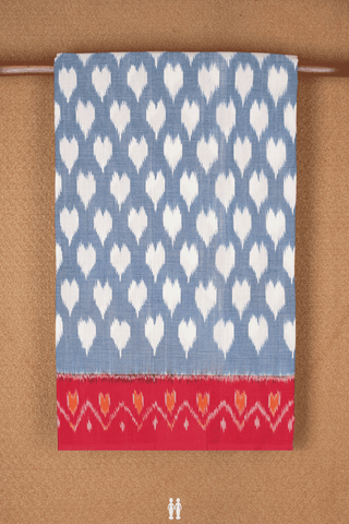 Allover Ikat Motifs Stone Blue Pochampally Cotton Saree