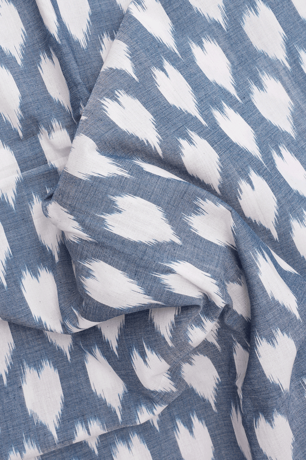 Allover Ikat Motifs Stone Blue Pochampally Cotton Saree