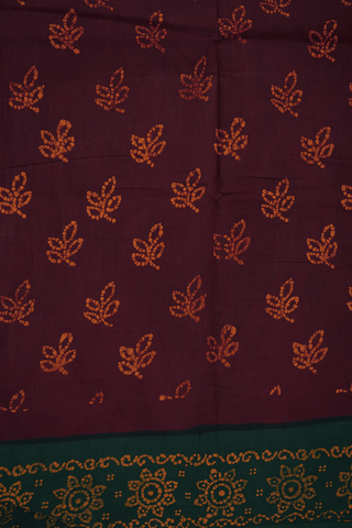 Allover Leaf Motifs Maroon Sungudi Cotton Saree
