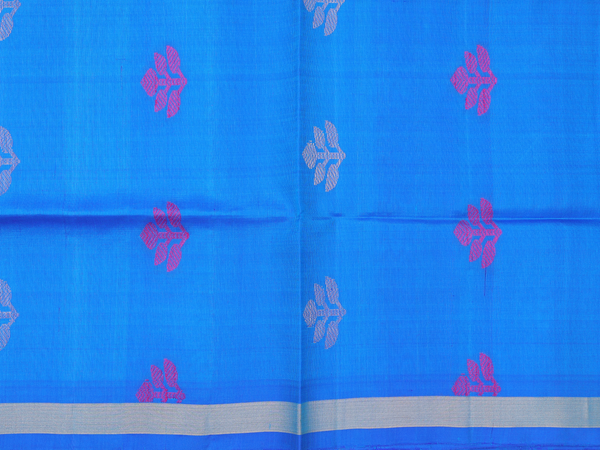 Allover Motifs Deep Sky Blue Silk Unstitched Salwar Material