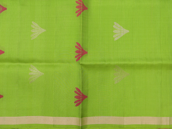 Allover Motifs Parrot Green Silk Unstitched Salwar Material