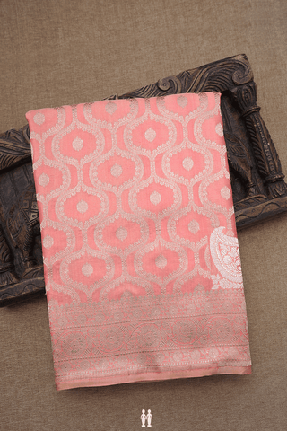 Allover Ogee Design Copper Pink Banarasi Silk Saree