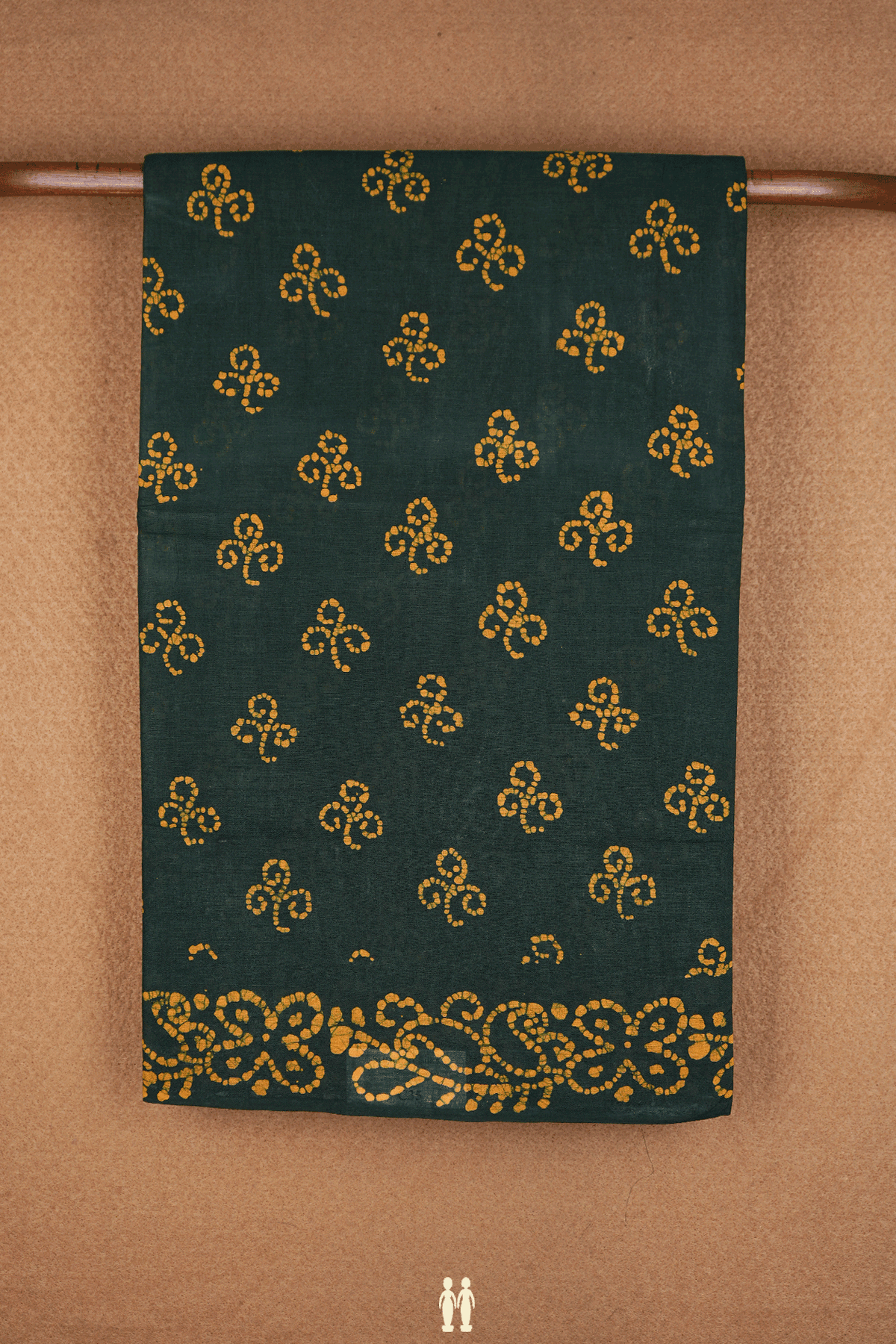 Allover Printed Buttas Dark Green Sungudi Cotton Saree